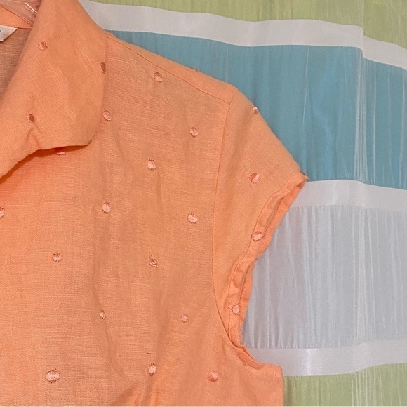 Richard Malcom Irish Linen Button Down Blouse Peach Sz Small - Picture 5 of 9